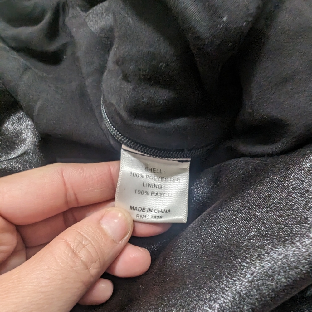 Majorelle Black Satin Cropped Puff Sleeve Top - Picture 10 of 11